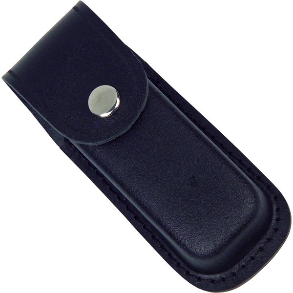 Messer Etui (Leder) Haller mit Druckknopfverschluss, schwarz - geeignet für Grifflänge bis 12 cm