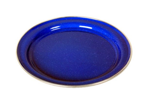 Emaille Teller Origin Outdoors (flach), blau emailliert - Durchmesser: ca. 26 cm