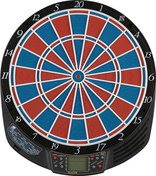 Softdartsboard Sunflex Novio mit Zweiloch-Segmente, blau/rot - für bis zu 8 Spieler
