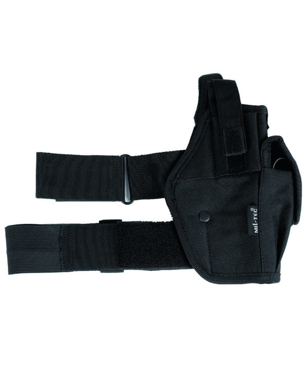 Gürtelholster Beinholster Mil-Tec mit Magazintasche, schwarz - Ausführung: Rechtshänder