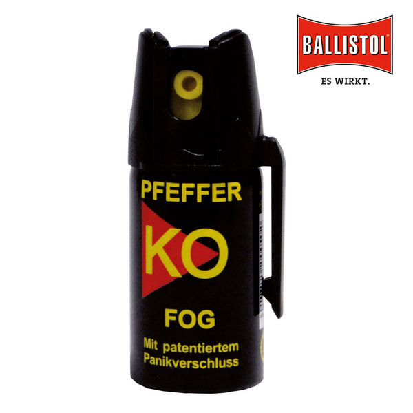 Pfefferspray Ballistol KO Fog mit Panikverschluss (Breitstrahl) - Inhalt: 40 ml, Reichweite: 4 Meter