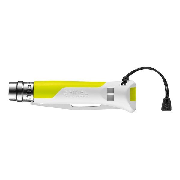 Zweihandmesser Opinel Outdoor Fluo (fluoreszierend), integrierte Signalpfeife, gelb/weiß - Größe 8