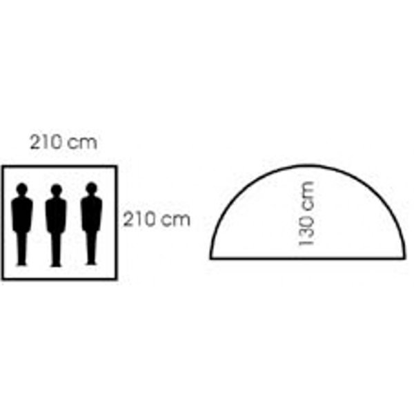 3-Personen Zelt MFH Monodom (ca. 210 x 210 x 130 cm), oliv - Wassersäule: 1.500 mm