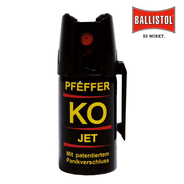 Pfefferspray Ballistol KO JET (Direktstrahl), Panikverschluss - Inhalt: 40 ml, Reichweite: 5 Meter