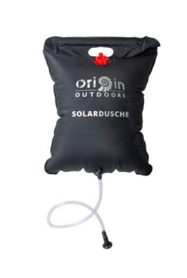 Solardusche Origin Outdoors, erwärmt Wasser auf 30° Grad in ca. 3 Stunden  - Volumen: ca. 20 Liter