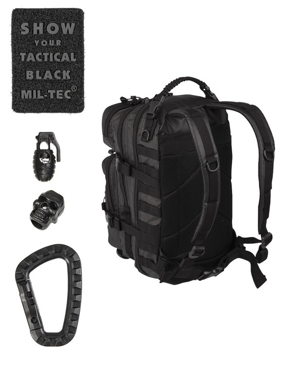 Rucksack Mil-Tec US Assault Tactical mit Paracord-Griff, schwarz - Fassungsvermögen:  ca. 20 Liter