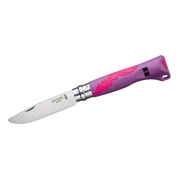 Zweihandmesser Opinel Outdoor Junior mit integrierter Signalpfeife, violett/pink