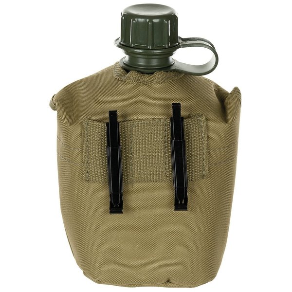Feldflasche MFH im US Style mit gefütterter Hülle, coyote - Fassungsvermögen: ca. 1 Liter