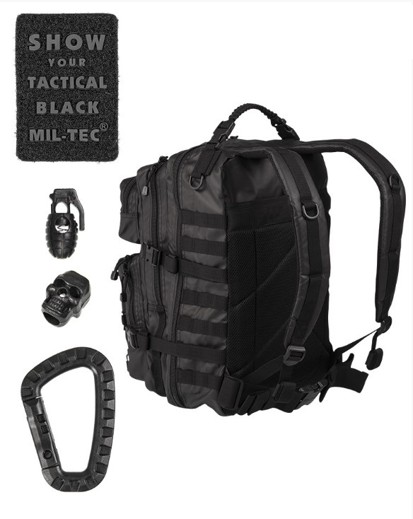 Rucksack Mil-Tec US Assault Tactical mit Paracord-Griff, schwarz - Fassungsvermögen:  ca. 36 Liter